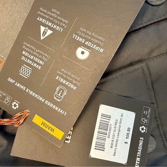 Men’s NWT Alaskan Hard Gear Livengood button up dark gray shirt jacket xl - Picture 6 of 6